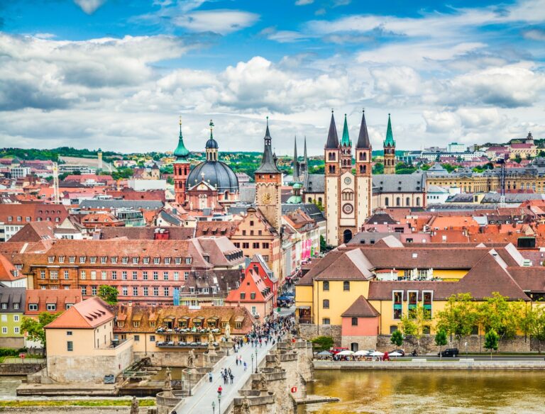 Best Day Trips from Würzburg Würzburg city view from Marienberg Fortress overlooking the Main River, Old City, and Residence Palace, the perfect base for the best day trips from Würzburg.